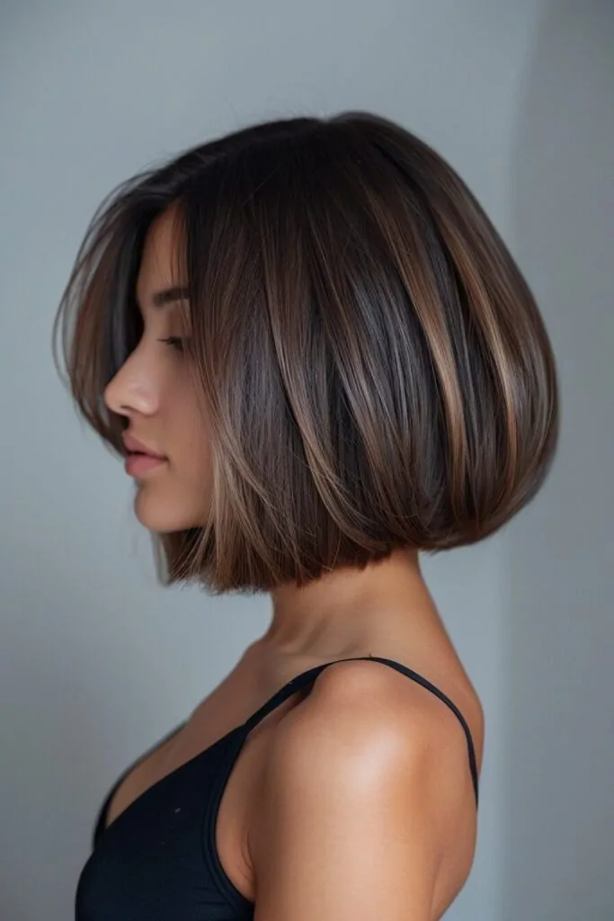 Shoulder Length Bob with Ash Brown Tones