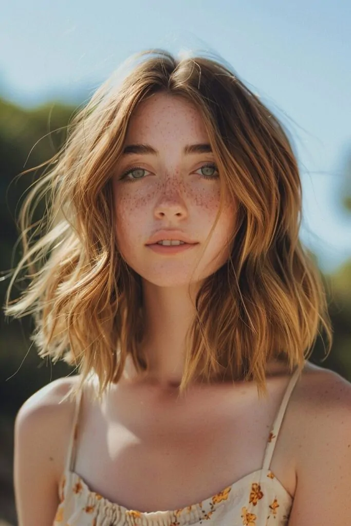 Shoulder Length Bob with Beach Waves