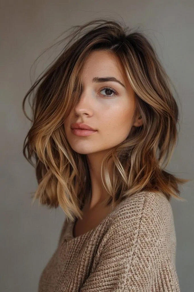 Shoulder Length Bob with Caramel Highlights
