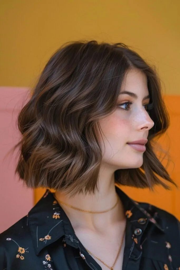Shoulder Length Bob with Chocolate Brown Hue