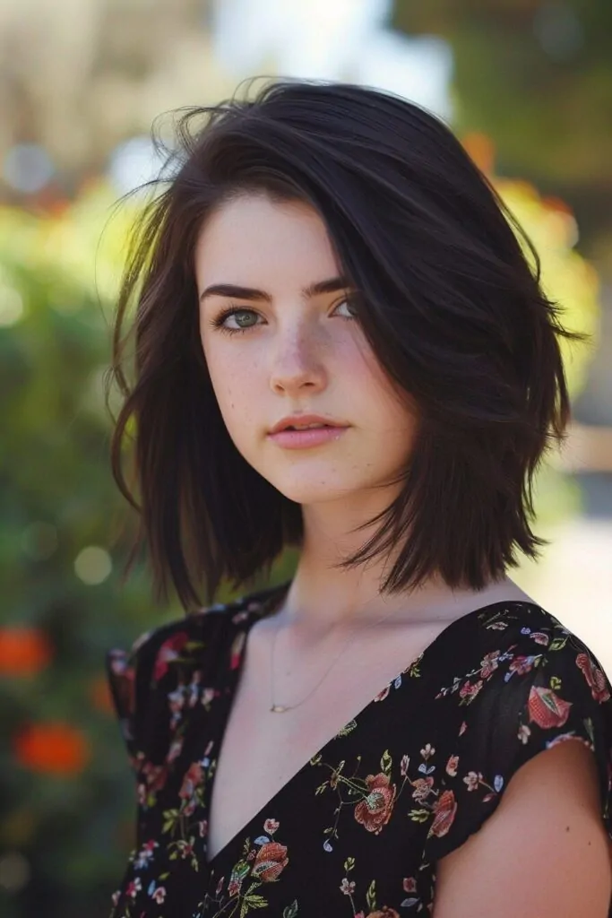 Shoulder Length Bob with Deep Side Part