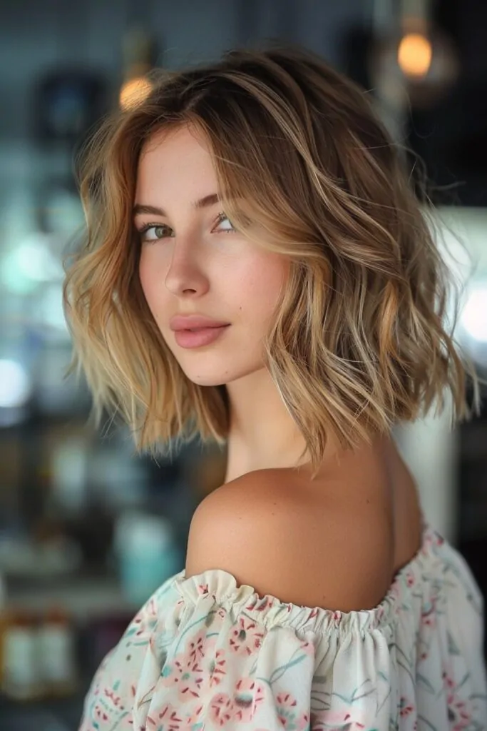 Shoulder Length Bob with Soft Curls