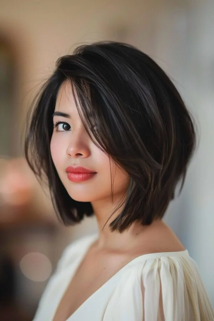 Soft Shoulder Length Bob with Side Bangs