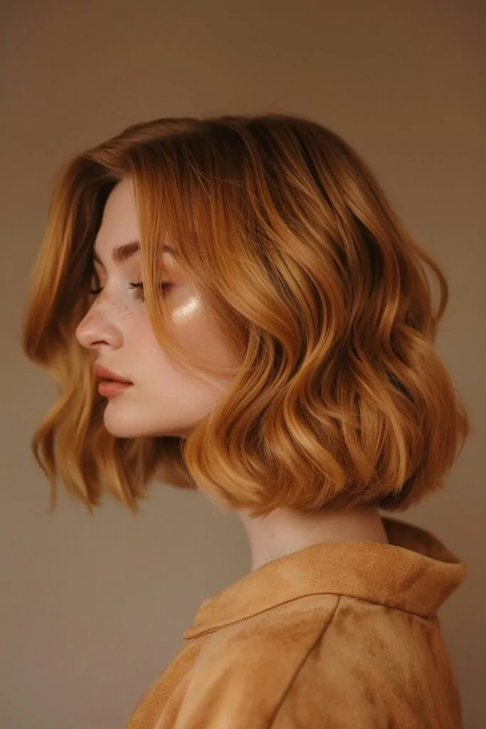 Warm Honey Shoulder Length Bob